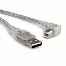 USB 2.0 kabel A na B, desno ukrivljen, prozoren, AWG 28/24, 2,00 m